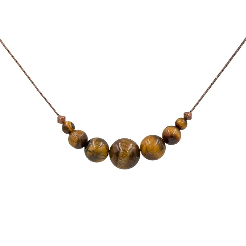 men’s leather and silver bracelet Tiger Eye On Copper Necklace