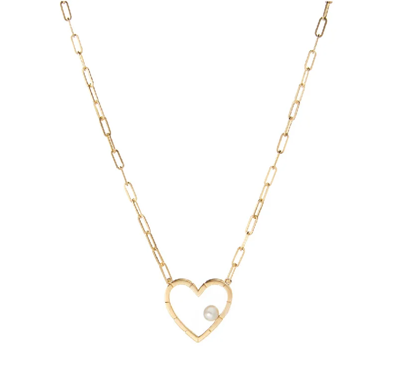 men’s black titanium ring Pearl In Heart Necklace