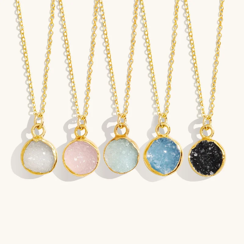personalized zodiac birthstone necklace Tiny Druzy Necklace