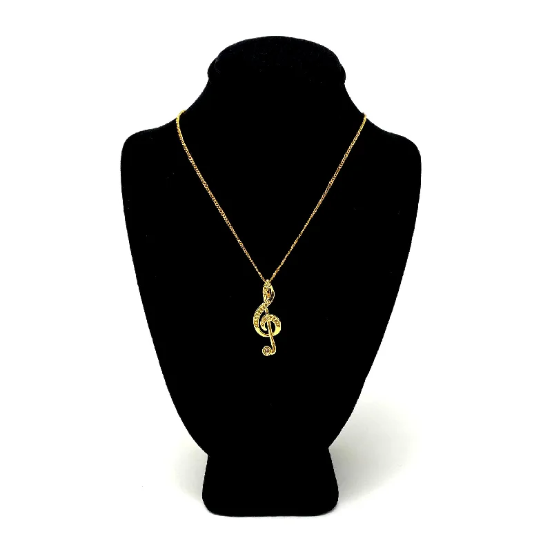 dainty sapphire stacking rings Treble Clef Necklace, Gold