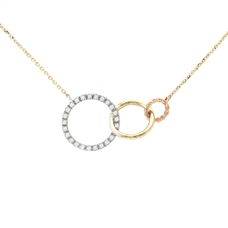 bold gothic vampire ring Tri-Color Gold Interlocking Circle Diamond Necklace
