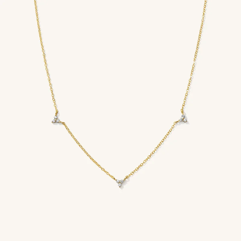 sterling silver arrow ring Triple CZ Station Necklace