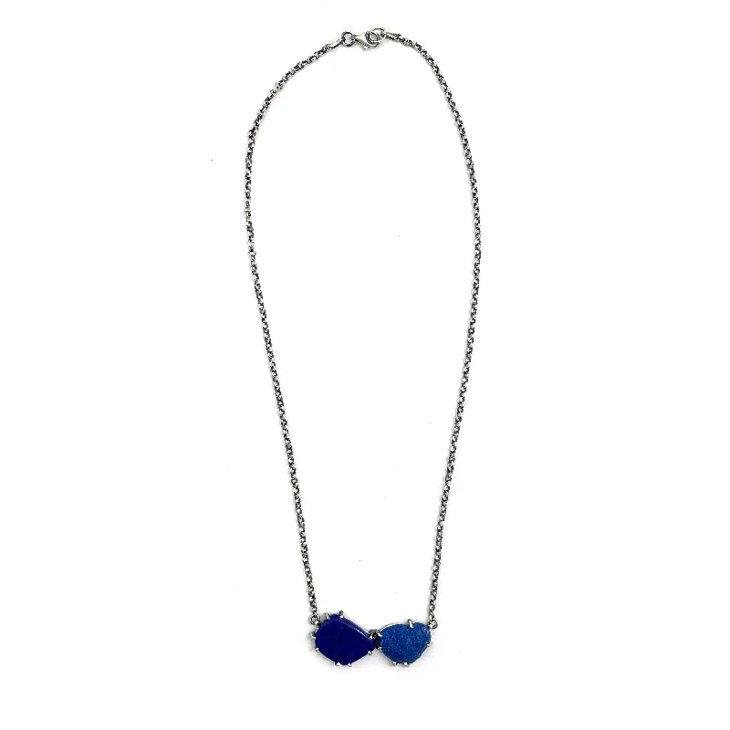 dainty gold anchor bracelet Two Stone Blue Necklace