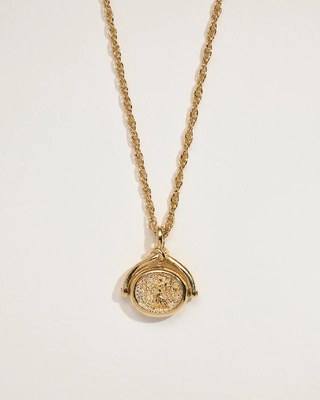 handmade coin pendant necklace Virgo Spinner Pendant