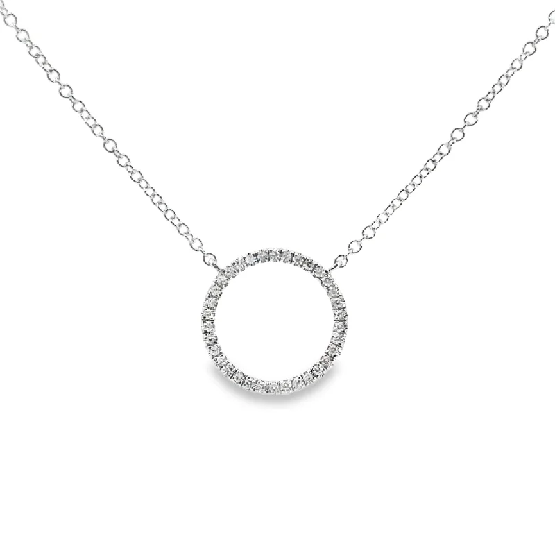 elegant pearl bridal set White Gold Diamond Circle Necklace