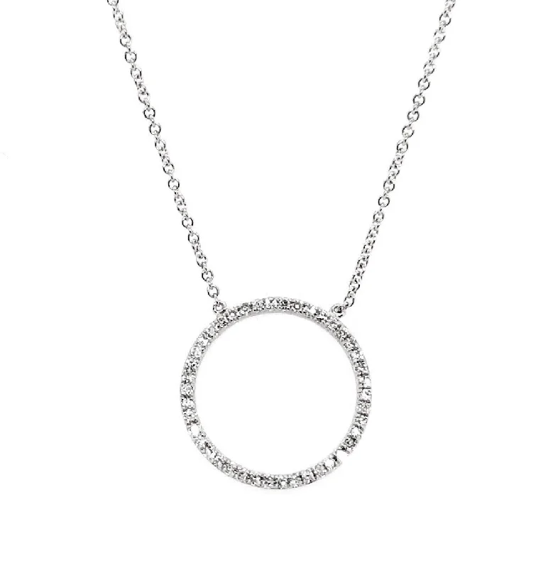tiny diamond cross necklace White Gold Diamond Circle Necklace