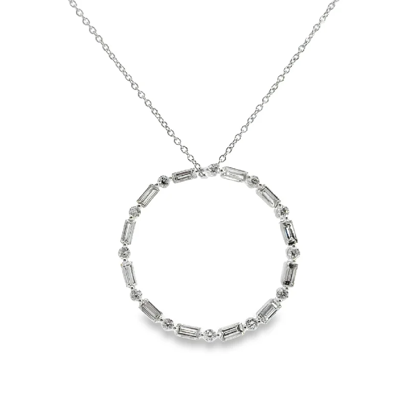 bold chunky cocktail ring White Gold Diamond Circle Pendant