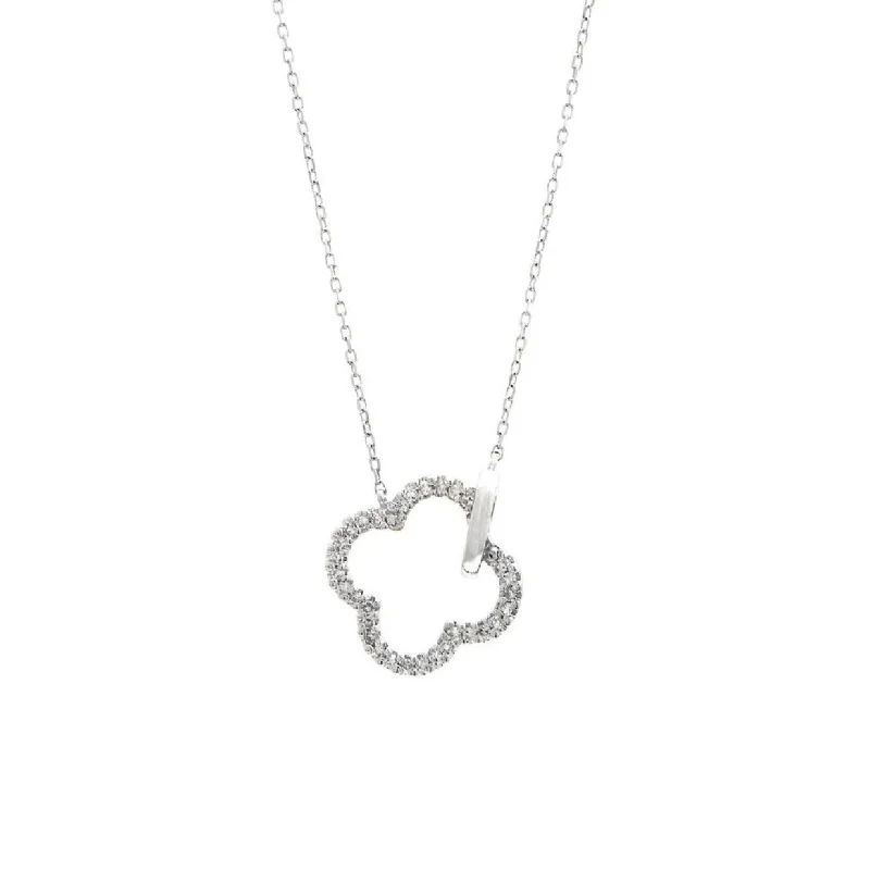 solid gold cartilage hoop White Gold Diamond Clover Shaoe Necklace
