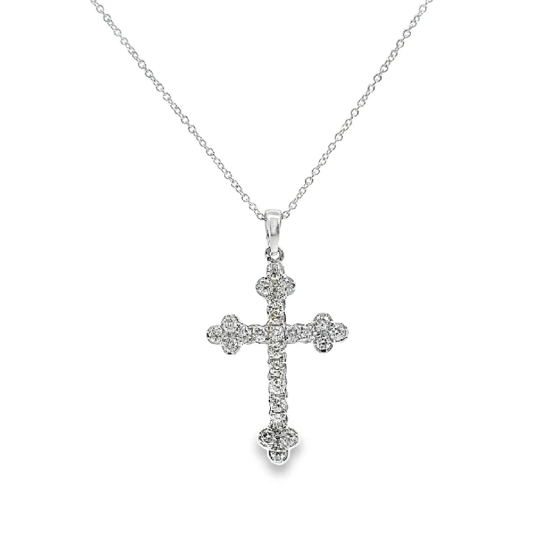 black and gold wedding band White Gold Diamond Cross Pendant