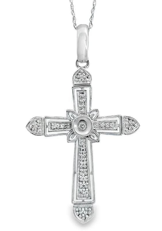 celestial moon and star bracelet White Gold Diamond Cross Pendant