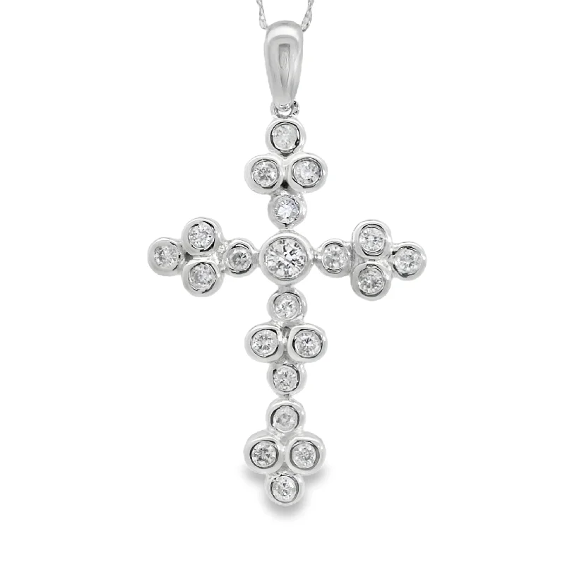 minimal gold ring stack White Gold Diamond Cross Pendant