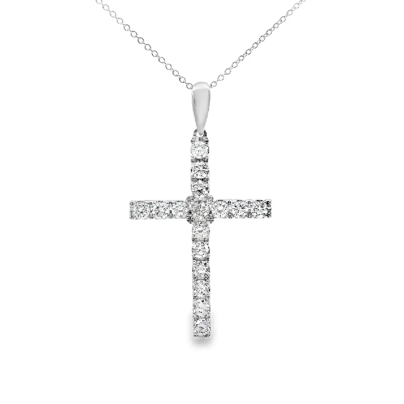 wedding band with diamonds White Gold Diamond Cross Pendant