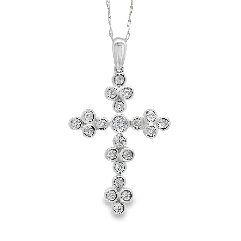 silver anklet with charms White Gold Diamond Cross Pendant