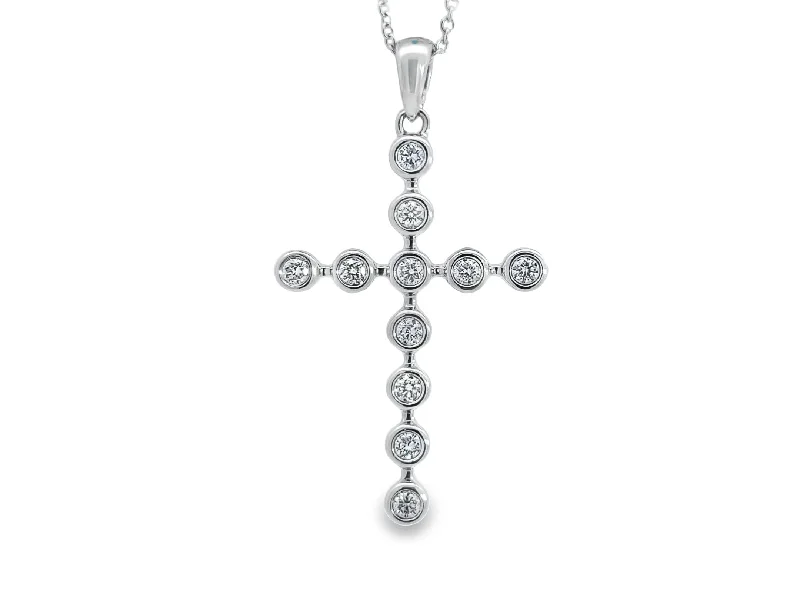 gold bar earrings minimalist White Gold Diamond Cross Pendant