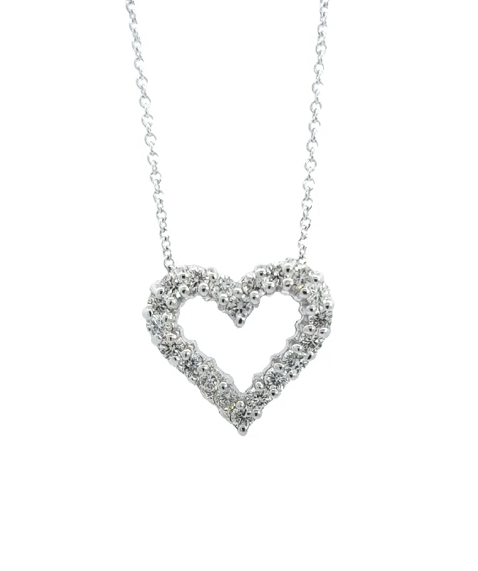 boho gemstone anklet White Gold Diamond Heart Necklace