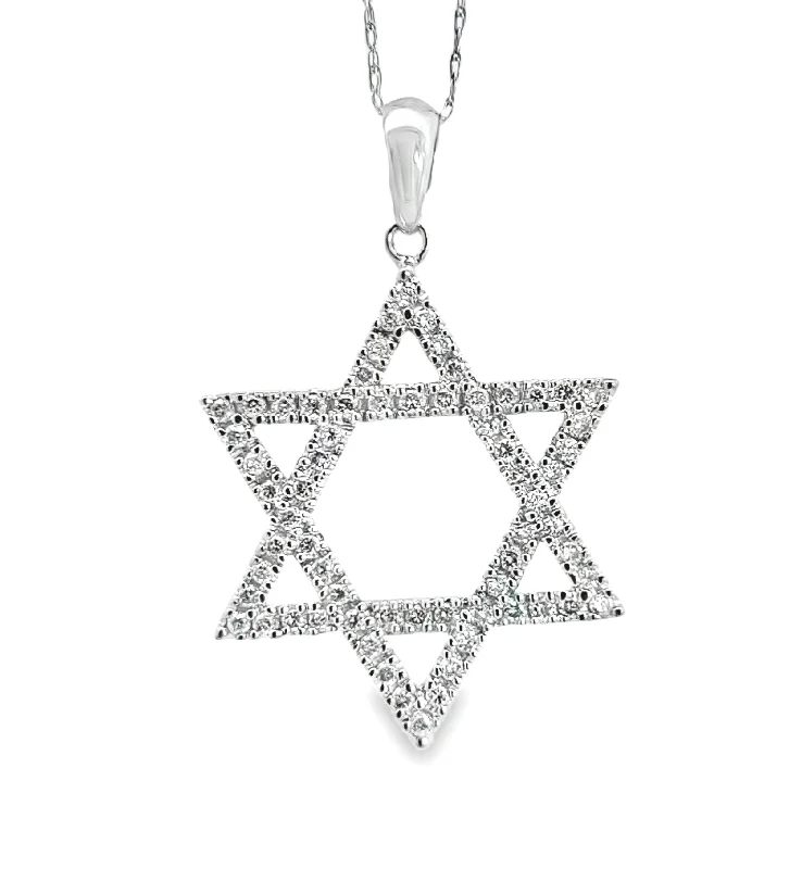 classic diamond hoop earrings White Gold Star of David Diamond Pendant