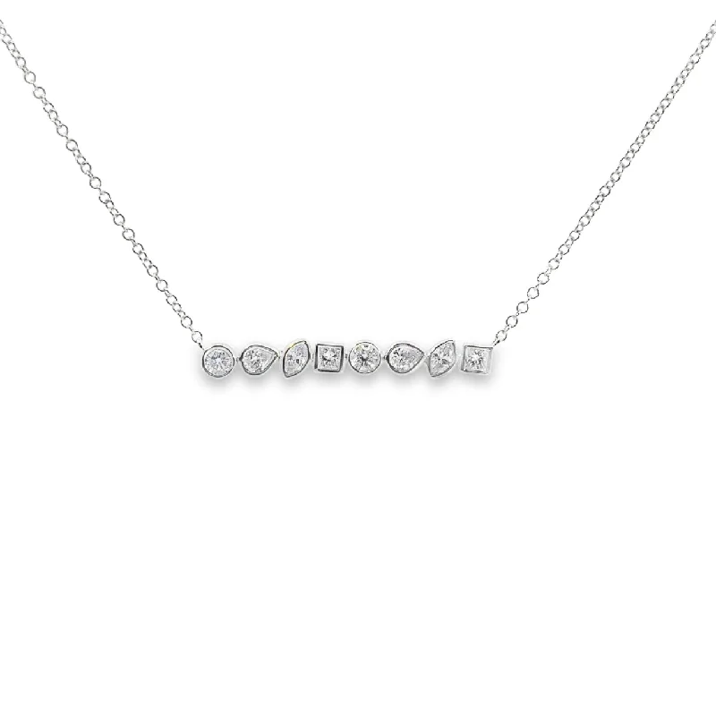 boho gemstone anklet White Gold Multi-Shape Diamond Bar Necklace
