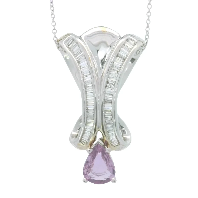 rose gold cartilage barbell White Gold Pink Sapphire and Diamond Slider Pendant