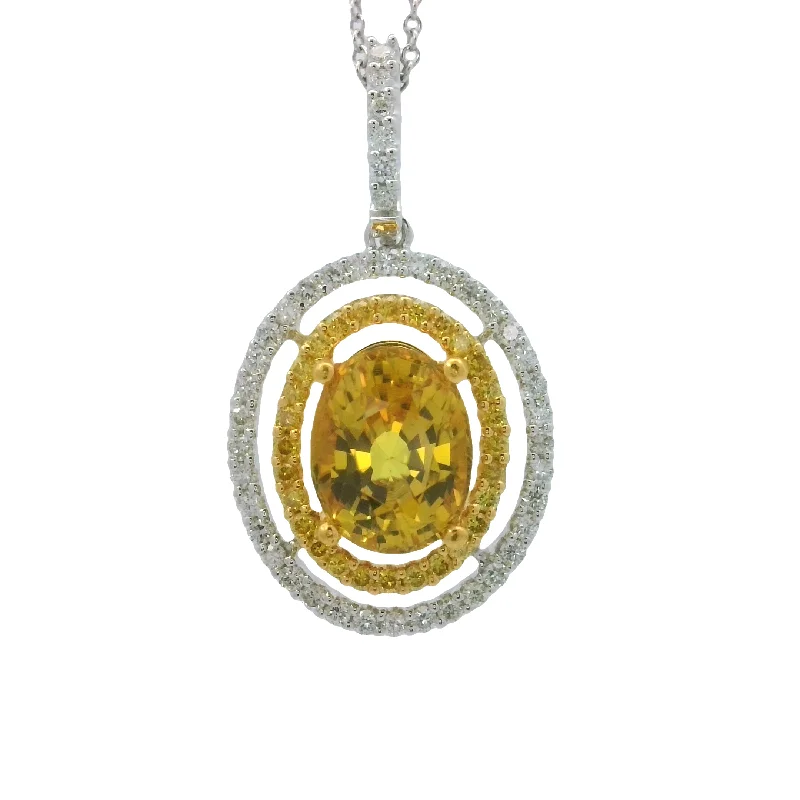 celestial star earrings stud White Gold Yellow Sapphire and Diamond Halo Pendant