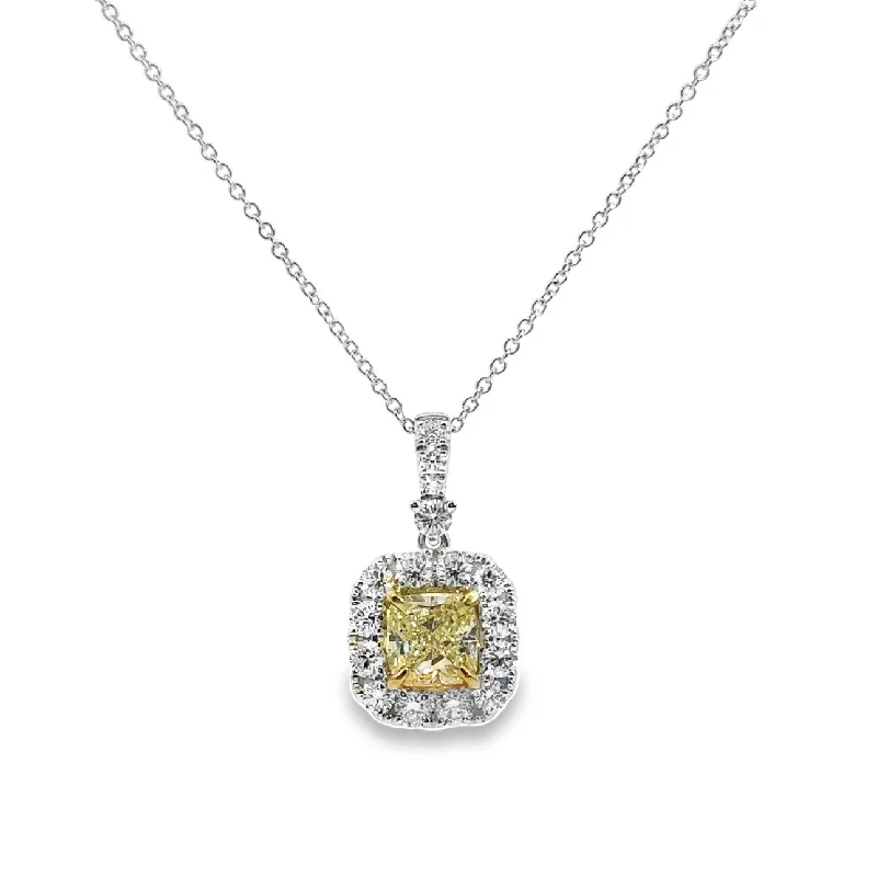 dainty sapphire stacking rings White Gold Fancy Yellow Diamond Halo Pendant
