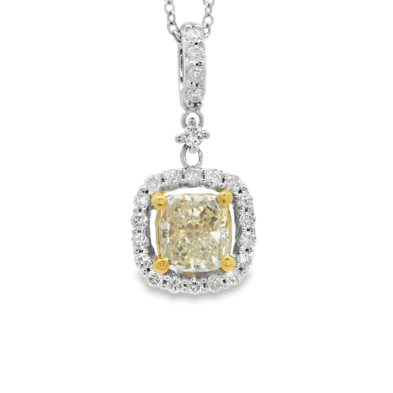 real garnet stacking rings White and Yellow Gold Fancy Yellow Diamond Halo Pendant