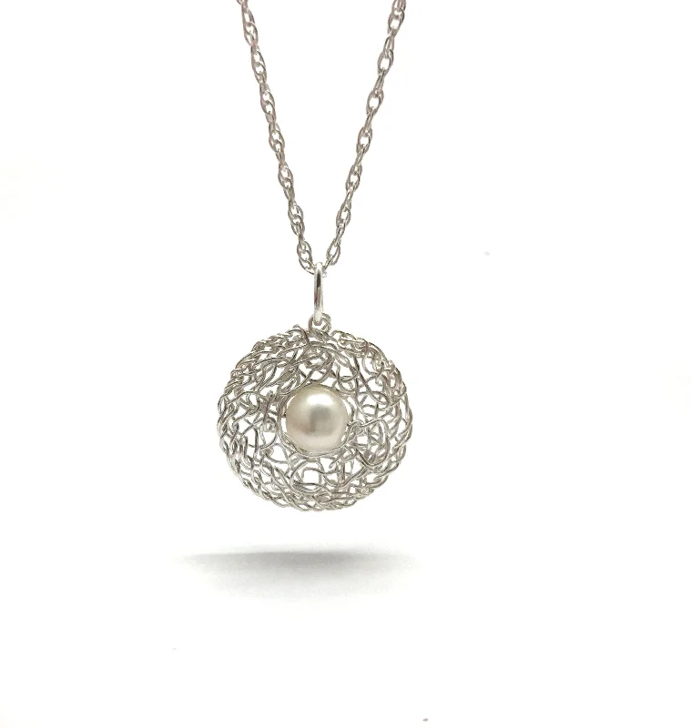 vintage-style filigree bracelet Woven Pearl Silver Pendant
