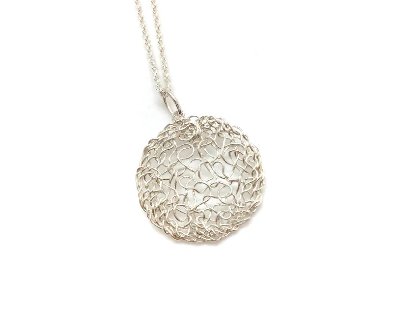 gold-plated chain necklace with charms Woven Silver Circle Necklace