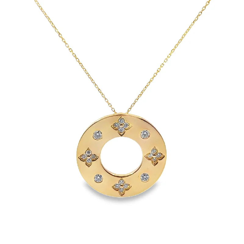 elegant pearl bridal set Yellow Gold Diamond Circle Pendant