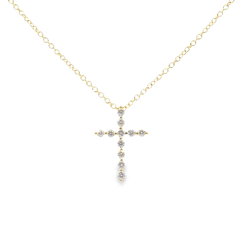 unique tribal silver ring Yellow Gold Diamond Cross Pendant