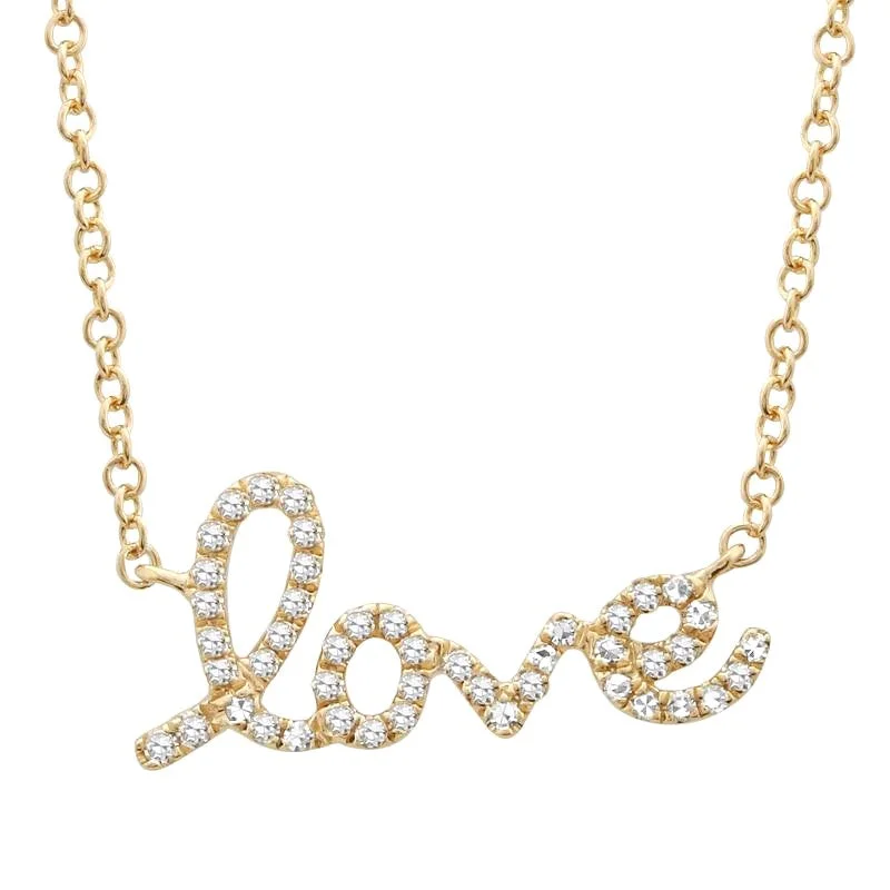 sapphire halo engagement ring Yellow Gold Diamond "Love" Fashion Necklace