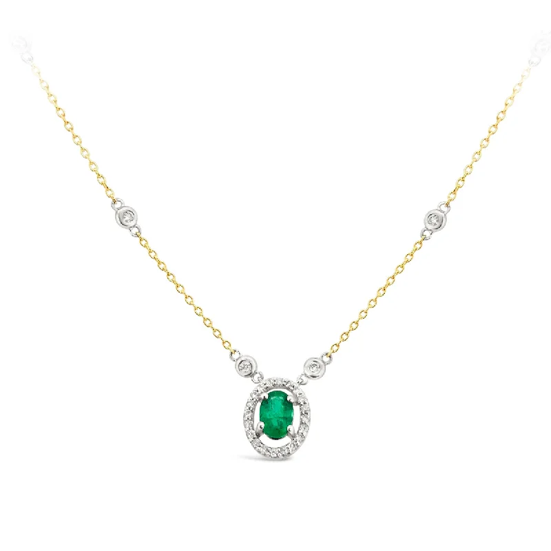 black spinel ring men Yellow Gold Emerald and Diamond Halo Necklace