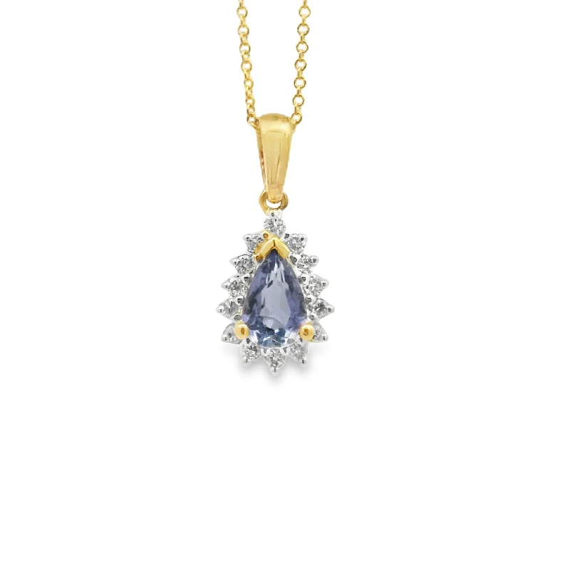 moissanite engagement ring affordable Yellow Gold Tanzanite and Diamond Halo Pendant moissanite engagement ring affordable Yellow Gold Tanzanite and Diamond Halo Pendant