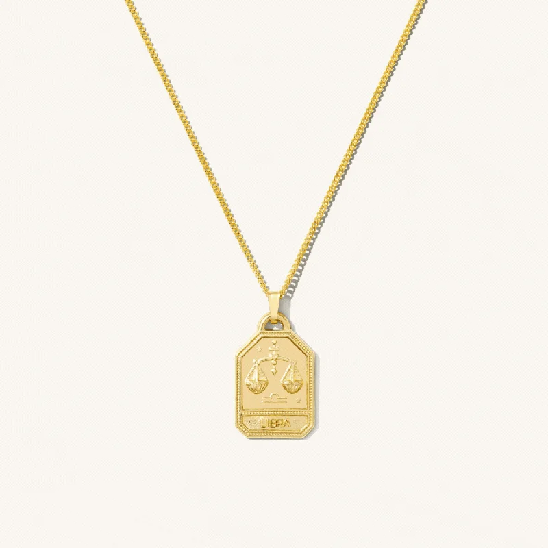 vintage-inspired gold locket Zodiac Tag Necklace
